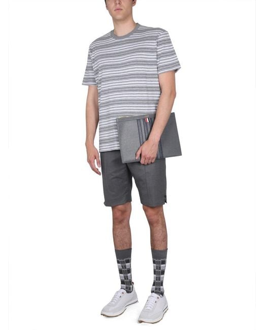 Thom Browne Gray Striped T-shirt for men