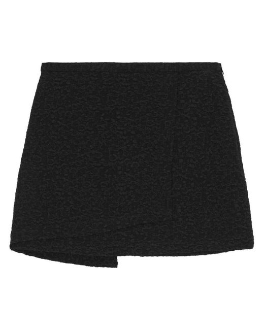 Ganni Black Wrap-design Textured Miniskirt