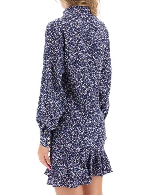 Isabel Marant Blue Ilda Silk Shirt With Floral Print