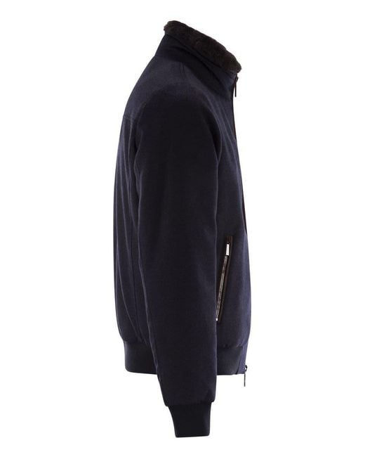 Moorer Blue Bellati-ls9 - Padded Bomber Jacket In Wool And Cashmere for men