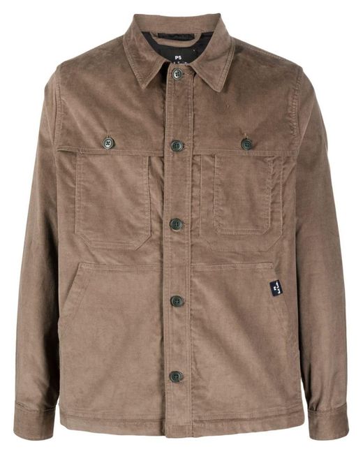 PS by Paul Smith Brown Logo-patch Shirt Jacket for men