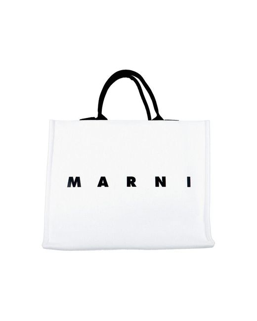 Marni White Logo Tote Bag for men