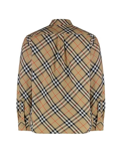Burberry Gray Check Cotton Shirt for men