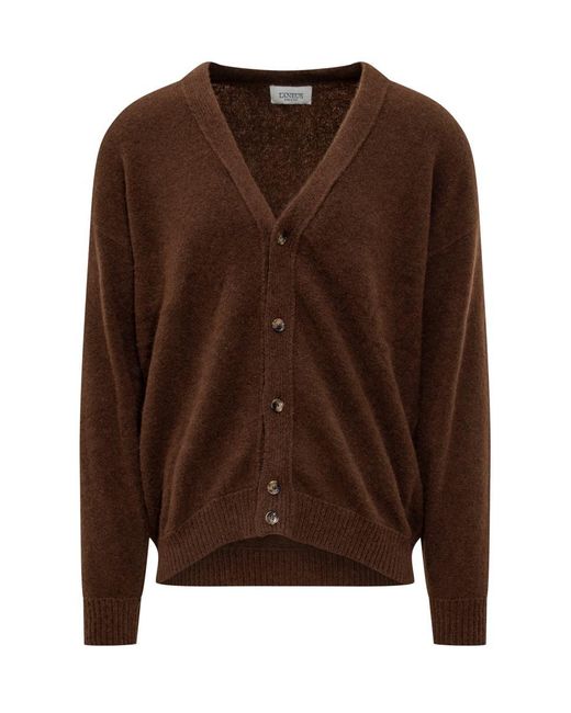 Laneus Brown Wool Cardigan for men