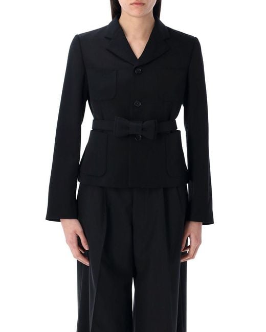 Comme des Garçons Black Belted Wool Jacket With Tailored Fit