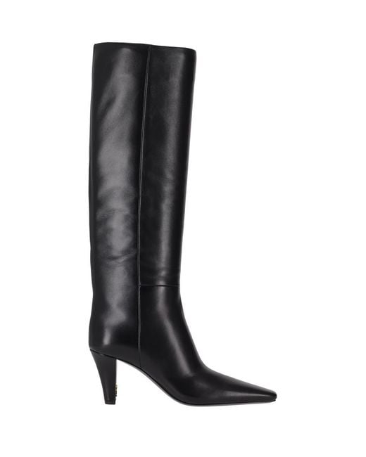 Saint Laurent Black Jill 75 Boot Nappa Piano/Lt B