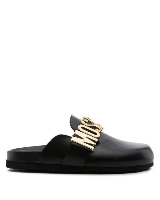 Moschino Black Mules With Logo