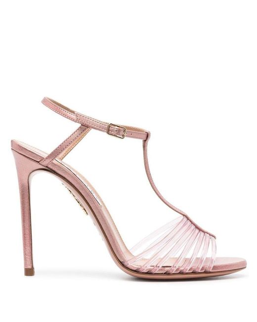 Aquazzura Pink Amore Mio 105mm Leather Sandals