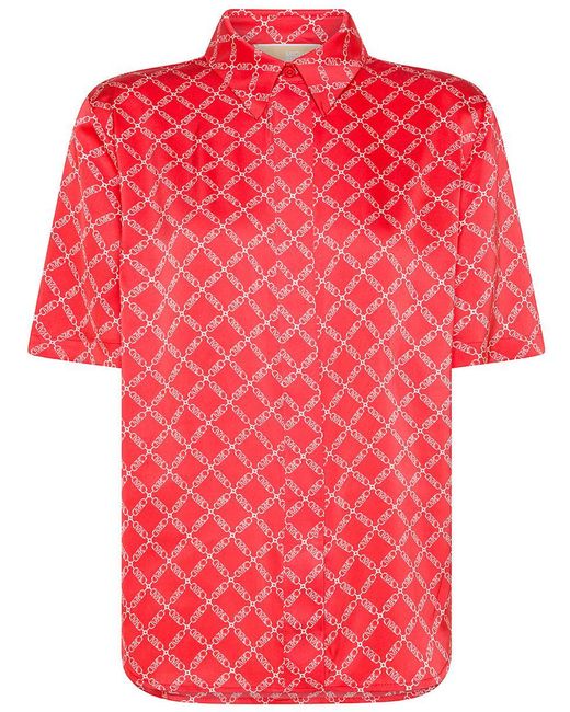 Michael Kors Red Shirt With Chain Print And Logo