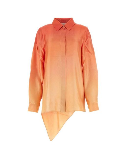 Zimmermann Orange Two-Tone Silk Tranquillity Shirt