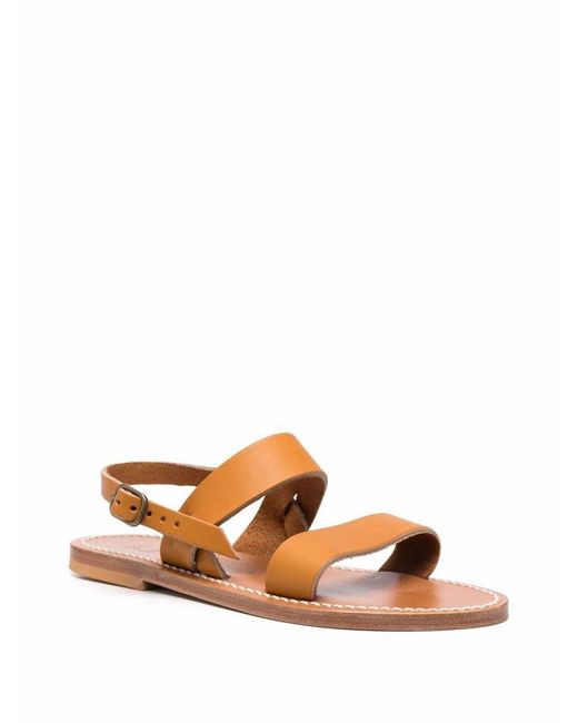 K. Jacques Brown Barigoule Leather Flat Sandals