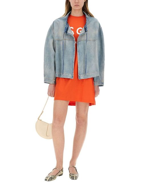 MSGM Blue Relaxed-Fit Oversized Denim Jacket