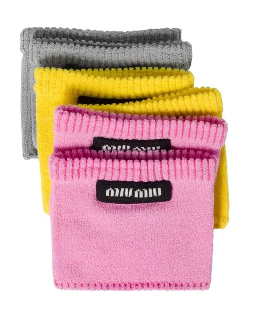 Miu Miu Pink Logo-Patch Socks (Pack Of Three)