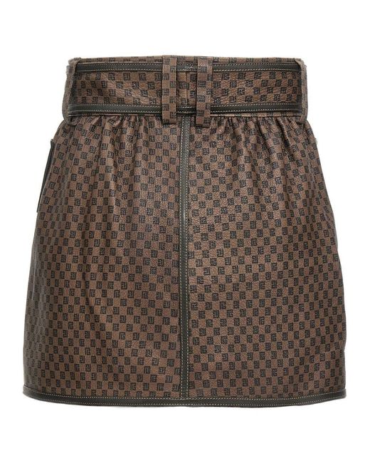 Balmain Brown Monogram Miniskirt Skirts