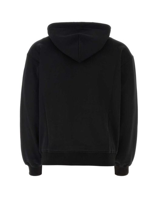 Dolce & Gabbana Black Jersey Hoodie With Branded Tag for men