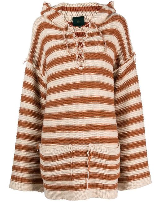 Jejia Brown Striped Wool Hoodie