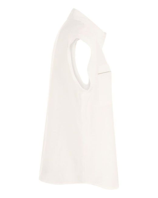 Peserico White Linen Sleeveless Shirt