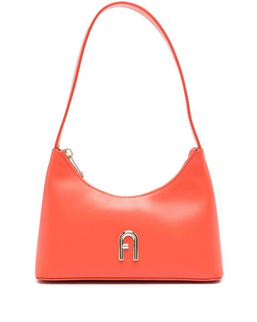 Furla Red Mini Diamante Leather Shoulder Bag