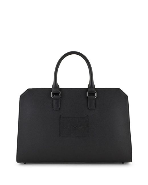 Emporio Armani Black Oxford Briefcase Bags for men