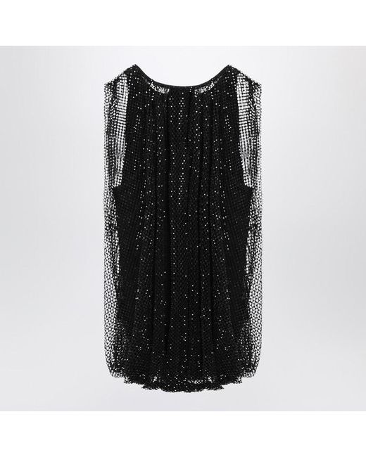 Sportmax Black Mesh Top With Crystals
