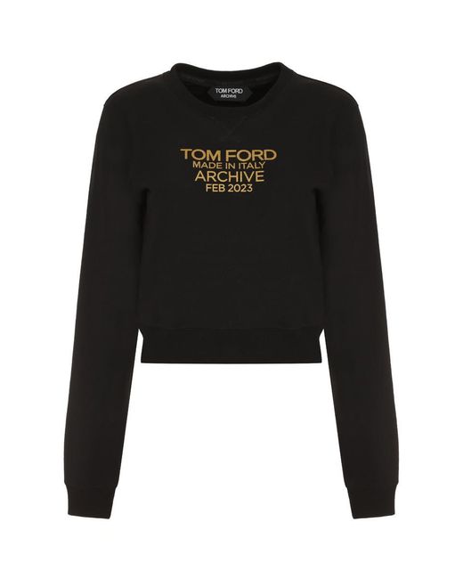 Tom Ford Black Cotton Crew-neck Sweatshirt