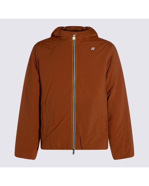K-Way Brown Nylon Jack Plain Casual Jacket for men