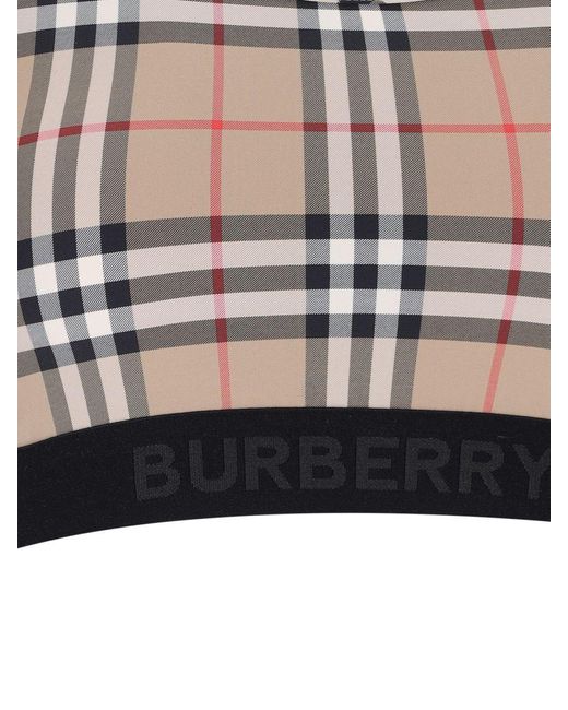 Burberry Gray Vintage Check-print Sports Bra