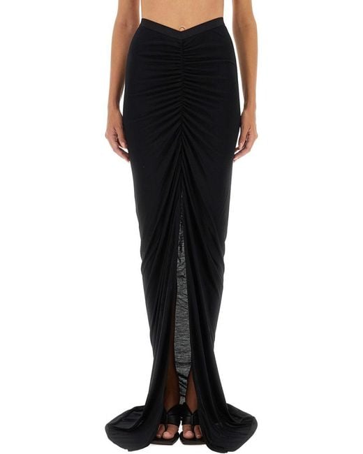 Rick Owens Black Long Skirt With Slit