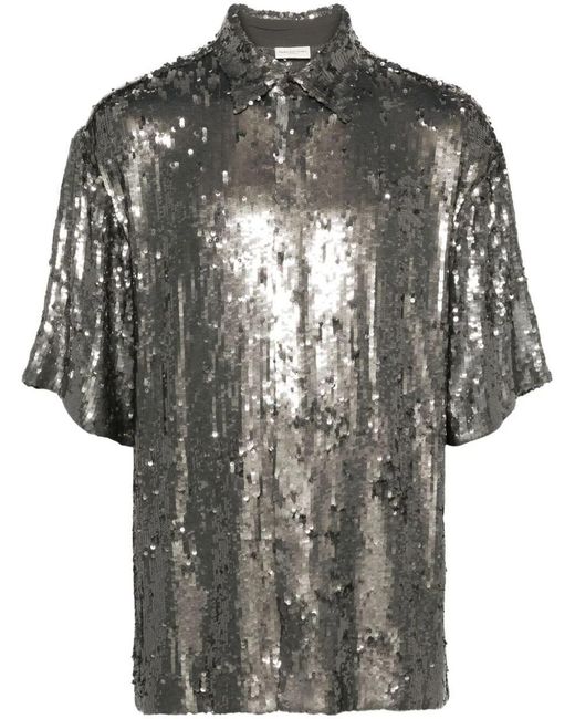 Dries Van Noten Gray Loose Short-Sleeved Shirt for men