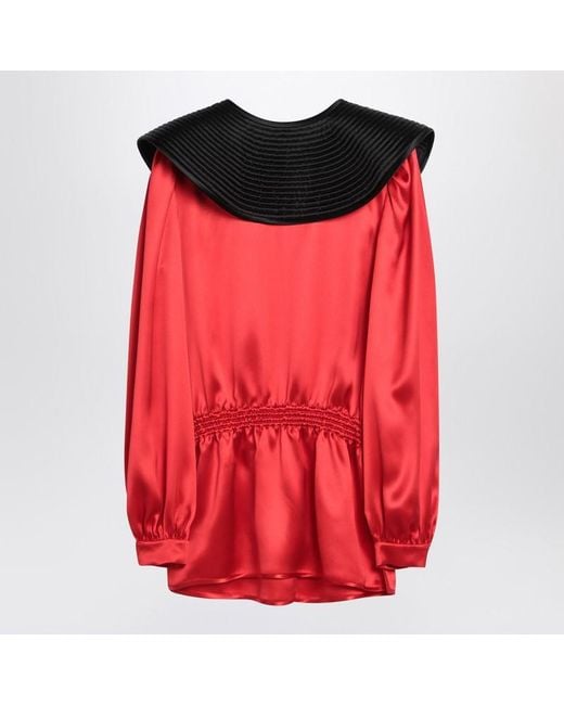 Valentino Garavani Red Blouse With Collar