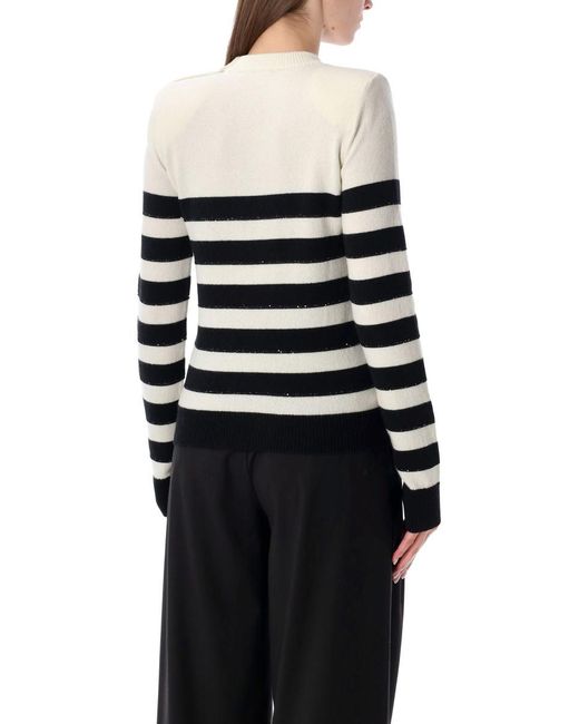 Balmain Blue Striped Buttoned Knit