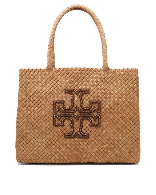 Tory Burch Mcgraw Dragon Woven Top Handle Bag in Brown | Lyst
