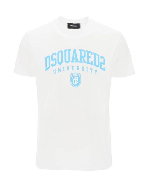 DSquared² Blue College Print T Shirt for men