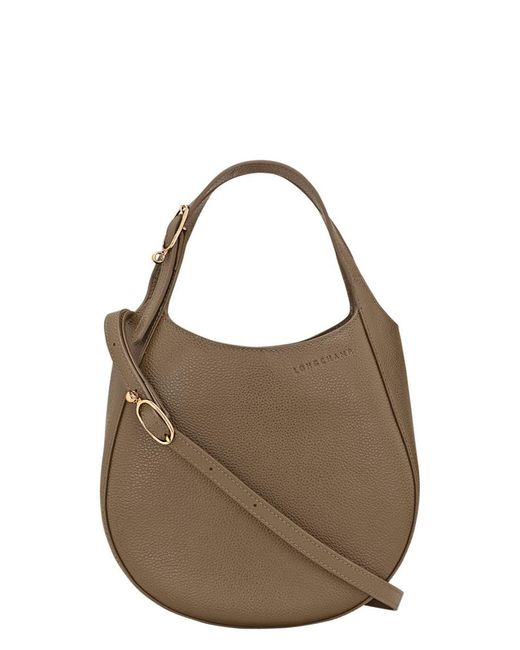 Longchamp Brown 'Le Foulonné Small Handbag With Logo Lettering On The Front And Adjustable And Removable Shoulder Strap