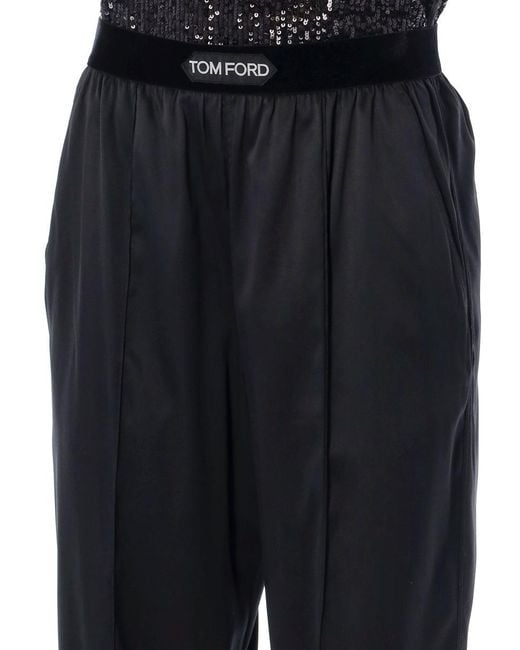 Tom Ford Black Silk Satin Pijama Pant