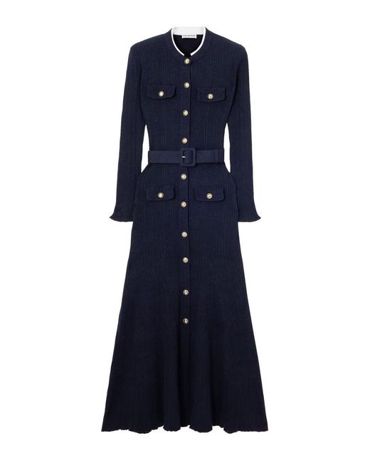 Self-Portrait Blue Midi Dress With Belt