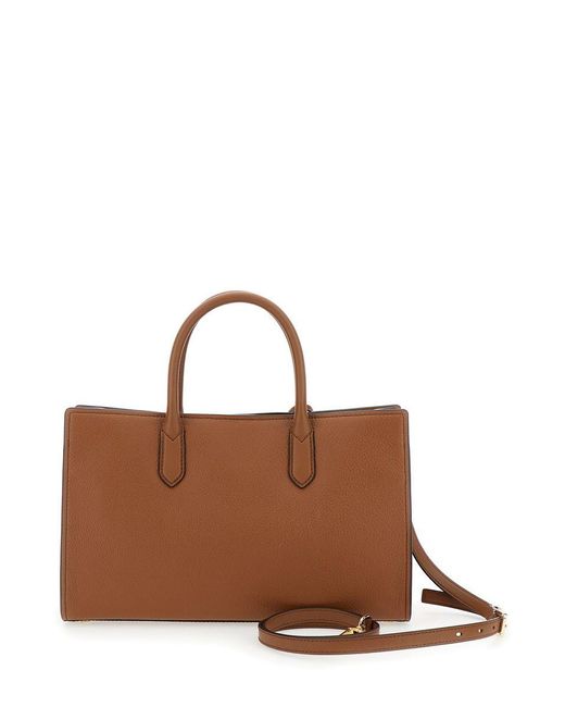 MICHAEL Michael Kors Brown Leather Satchel Bag with Detachable Strap