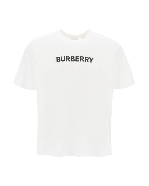 Burberry White Harriston T-Shirt With Logo Print for men