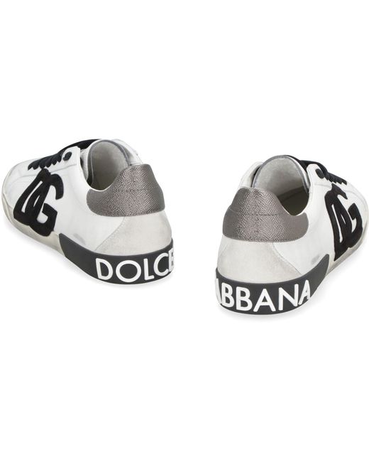 Dolce & Gabbana Black Leather Low-Top Sneakers for men