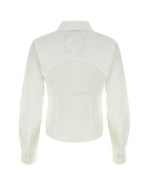 MARINE SERRE White Embroidered Long-sleeved Shirt