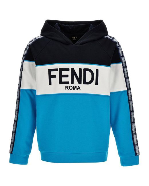 Fendi Logo Hoodie Sweatshirt in Blue for Men Lyst Canada