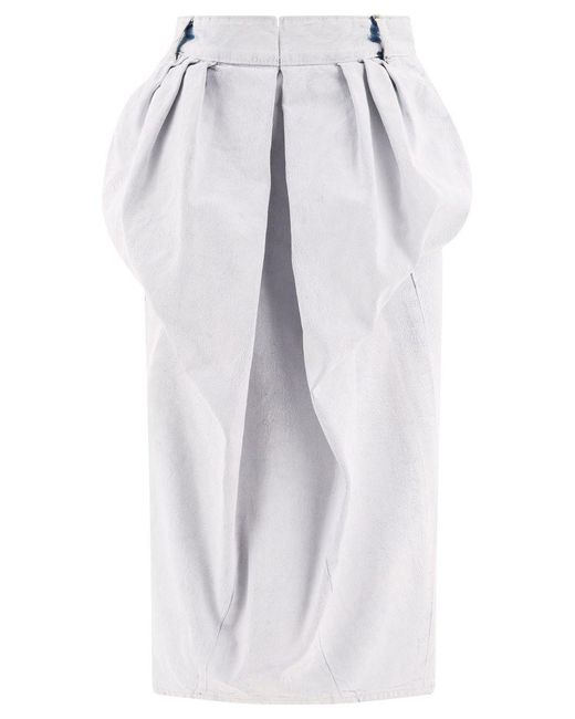 Maison Margiela White Denim Gathered Skirt
