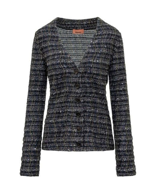 Missoni Black Knitted Cardigan With Lurex Trim