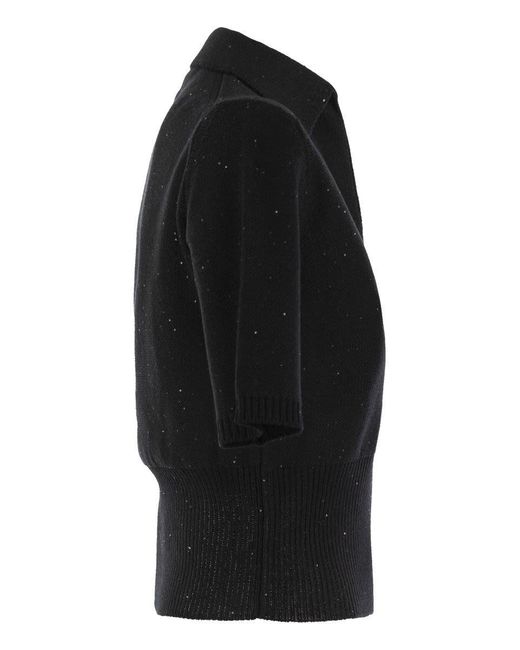 Fabiana Filippi Black Short-Sleeved Polo Shirt With Sequins