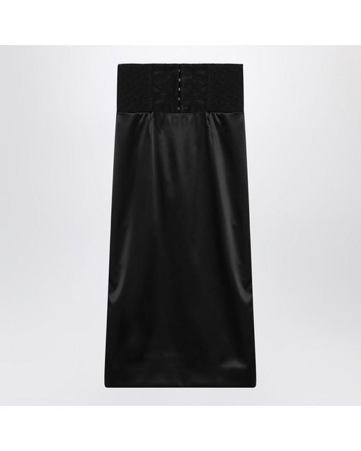 Dolce & Gabbana Black Dolce&Gabbana Midi Skirt With Corset Belt
