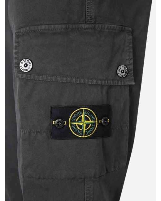 Stone Island Gray Compass Label Trousers for men