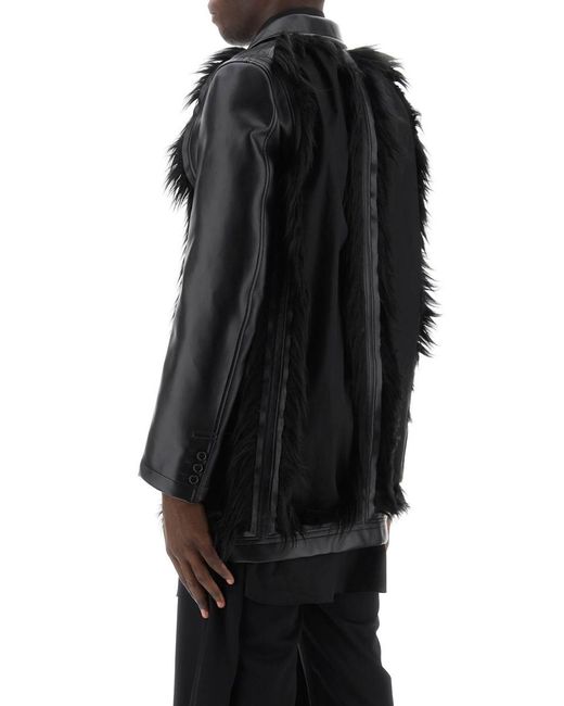Comme des Garçons Black Faux Leather Destroyed Balzer With Eco-Fur Trims for men