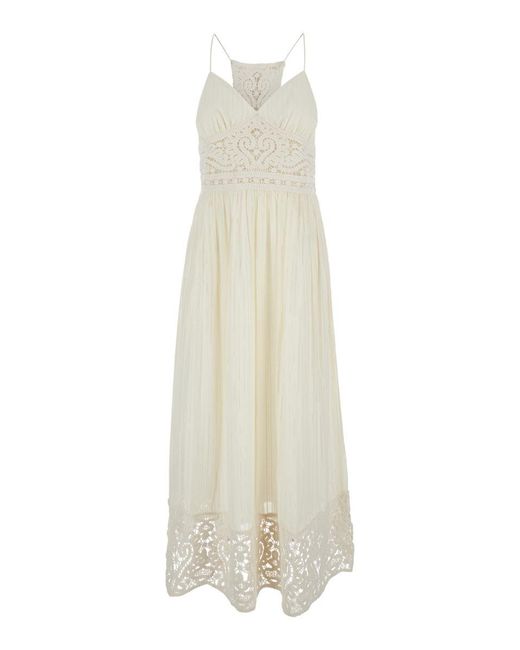 Twin Set White Long Dress With Embroidered Motifs