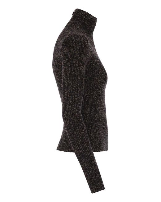 Max Mara Black Azulene1234 - Wool And Cashmere Mouliné Turtleneck Jumper