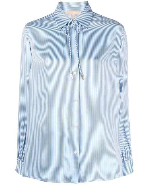 MICHAEL Michael Kors Blue Satin Shirt With Stripe Print